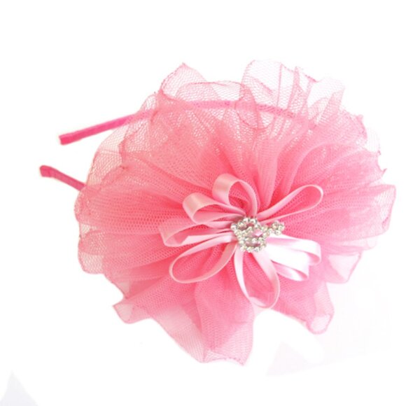 Couture Clips Soft Tulle Pink Princes Headband with Crown NEW MWT Amazing - Picture 2 of 2